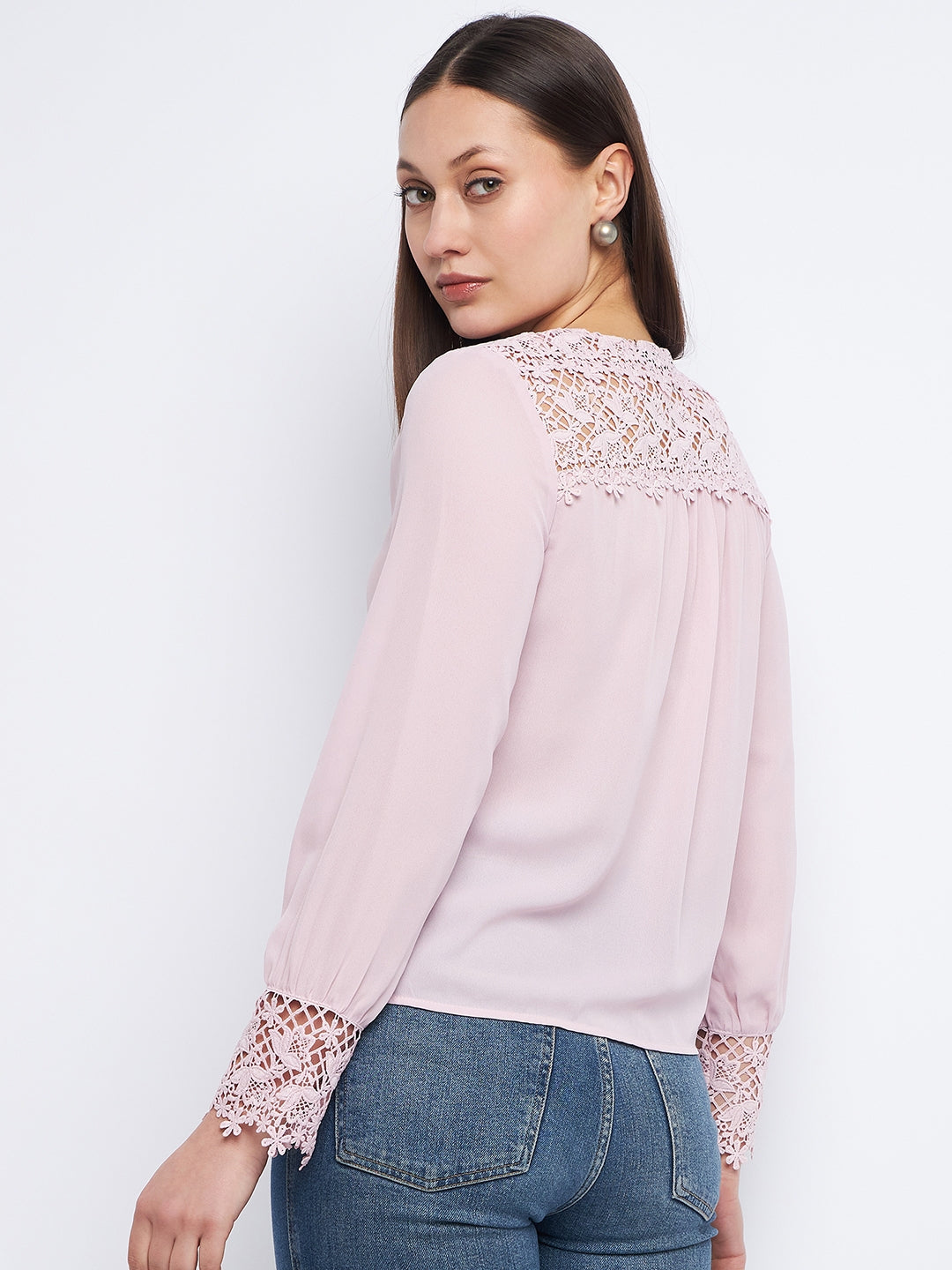 Women's Pink Casual Regular Fit Solid Full Sleeves Shirt