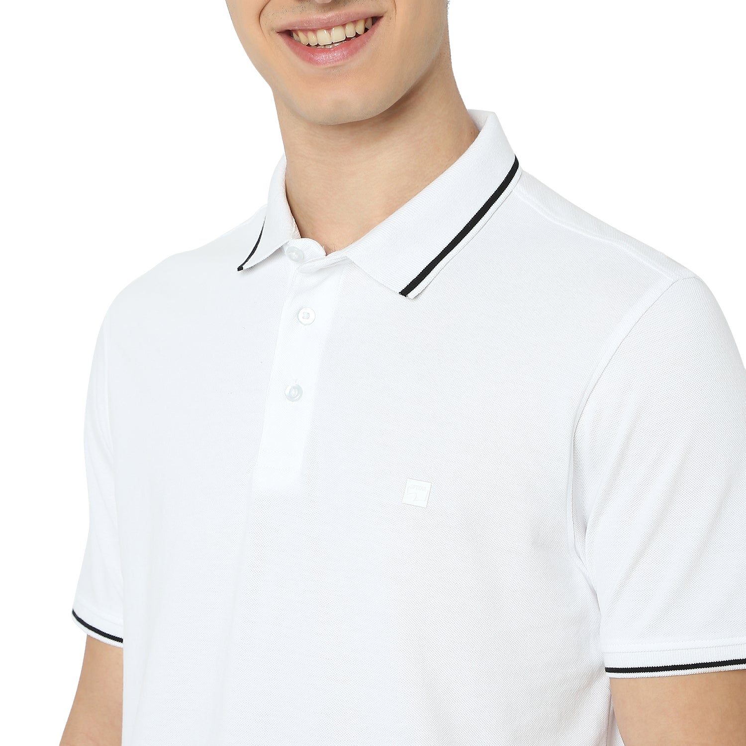 Men's White Casual Slim Fit Solid Tshirt
