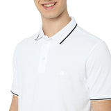 Men's White Casual Slim Fit Solid Tshirt