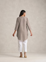 Women's Grey Cotton Blend Short Kurta