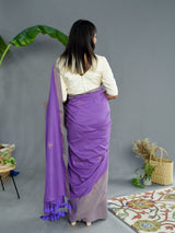 Women's Purple Pure Cotton Saree