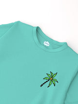 Boys Teal Puff-Printed Oversized Tshirt