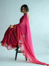 Women's Pink Cotton Blend Saree
