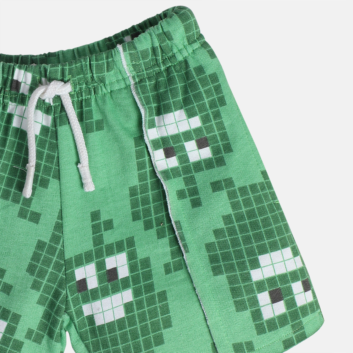 Boys Green Casual Regular Fit Checked Shorts