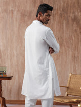 Men's White Casual Full Sleeves Kurta