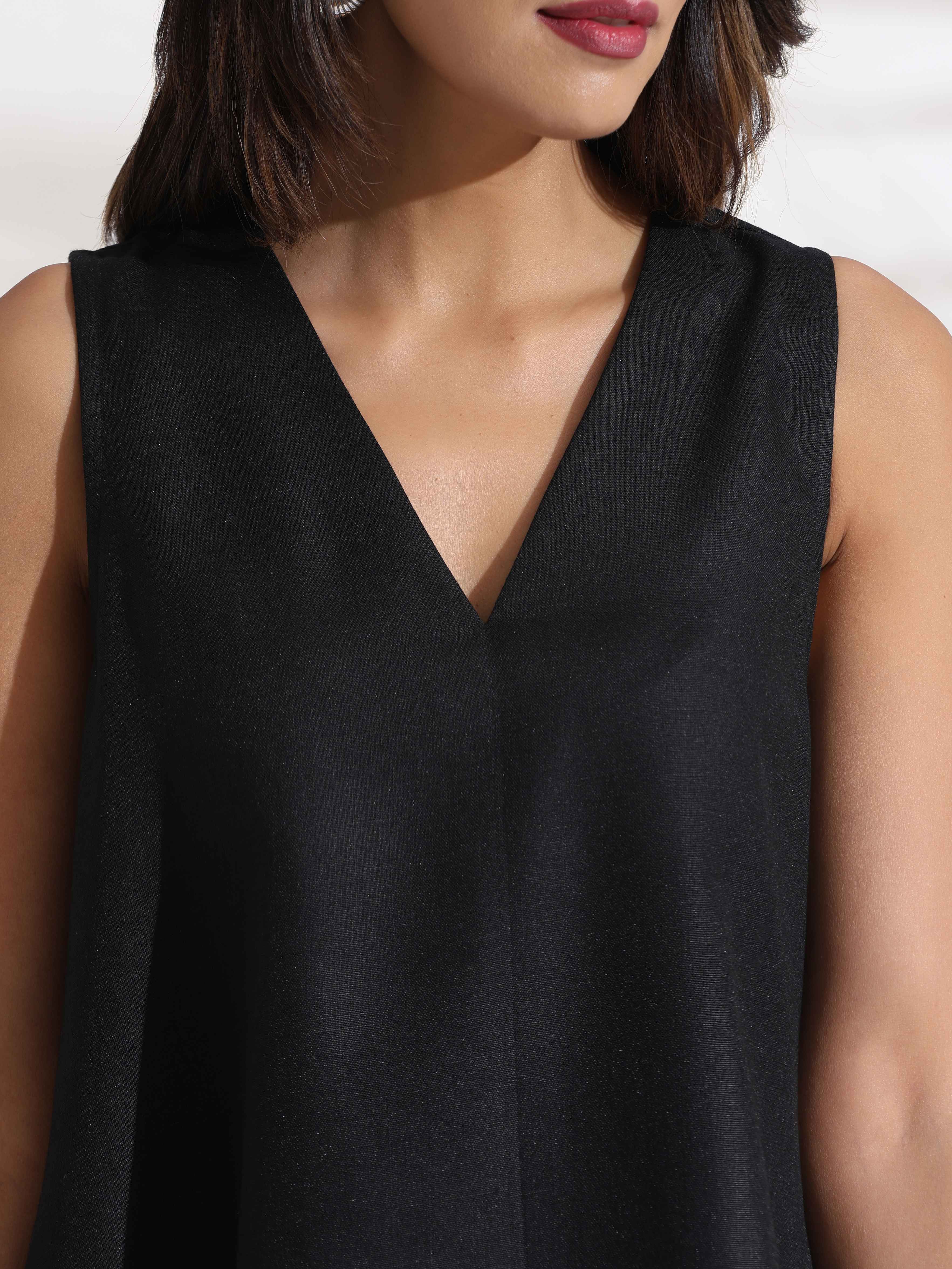 Women's Black Slub Dress