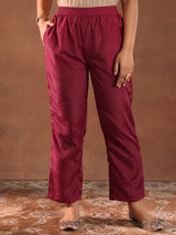 Women's Pink Floral Embroidered Straight Kurta with Solid Trouser and Embellished Dupatta