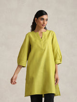 Women's Green Cotton Blend Short Kurta