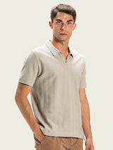 Men's Grey Casual Regular Fit Solid Half Sleeves Polo Tshirt