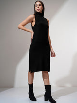 Women's Black Casual Solid Sleeveless Sweater