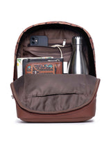 Women's Brown Vegan Leather Finish Casual Backpack - 12.5L