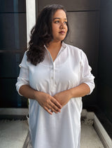 Women's White Slub Kurta