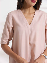 Women's Pink Slub Kurta Set