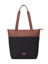 Women's Black Vegan Leather Finish Tote Bag - 15.5L