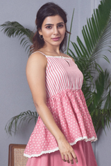 Women's Pink Casual Regular Fit Printed Top
