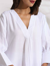 Women's White Slub Kurta Set