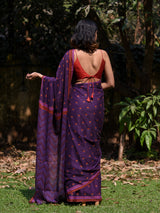 Women's Purple Pure Cotton Saree