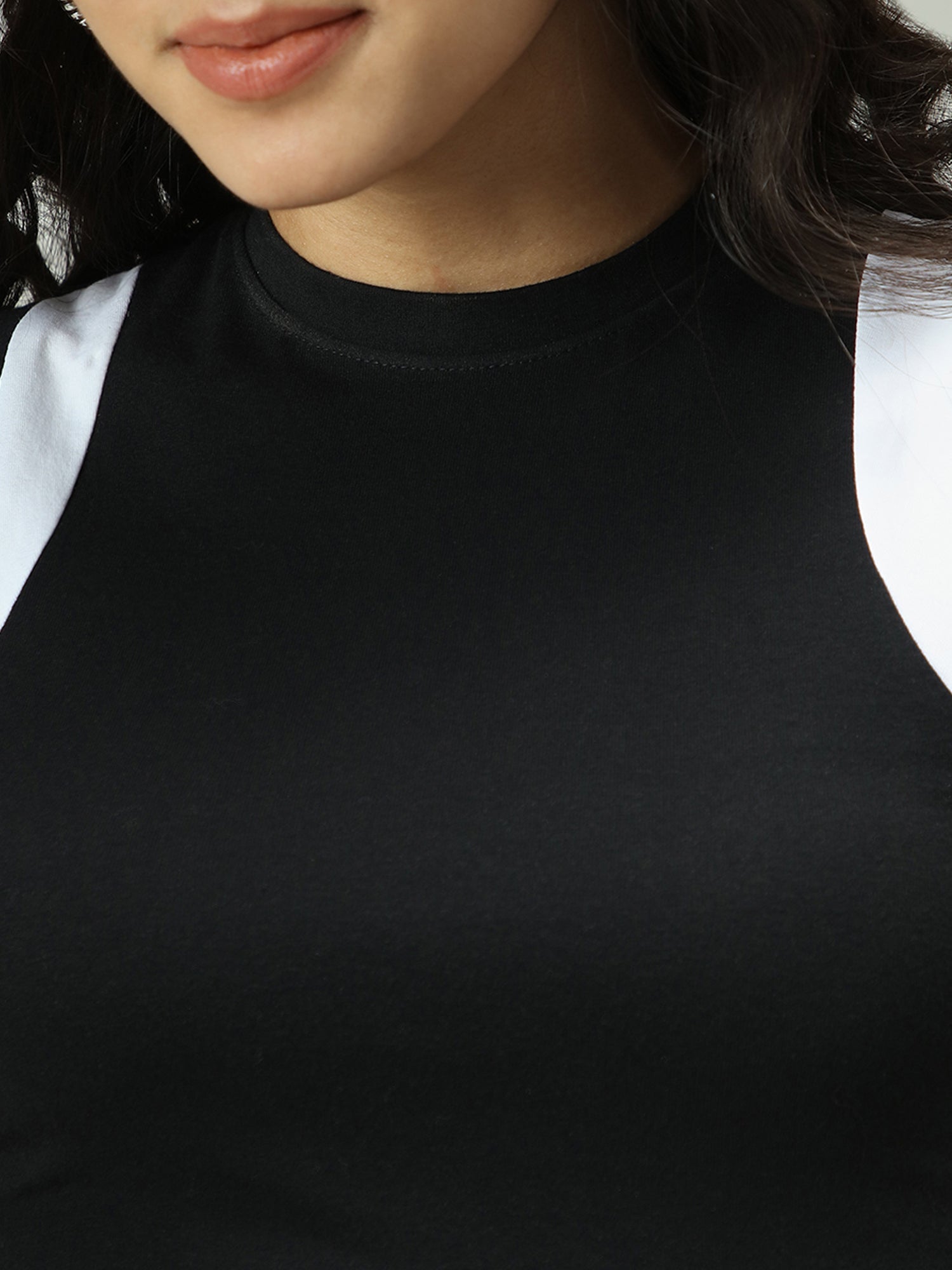 Women's Black Casual Fitted Solid Top