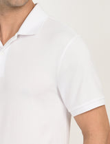 Mens White Casual Regular Fit Solid Half Sleeves Polo Tshirt