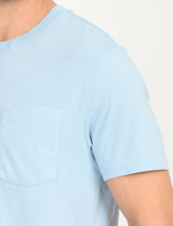 Mens Blue Casual Regular Fit Solid Half Sleeves Tshirt