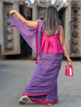 Women's Purple Cotton Saree