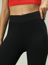 Women's Black Criss Cross Waistband Leggings
