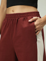 Women's Brown Casual Wide Leg Solid Trackpant