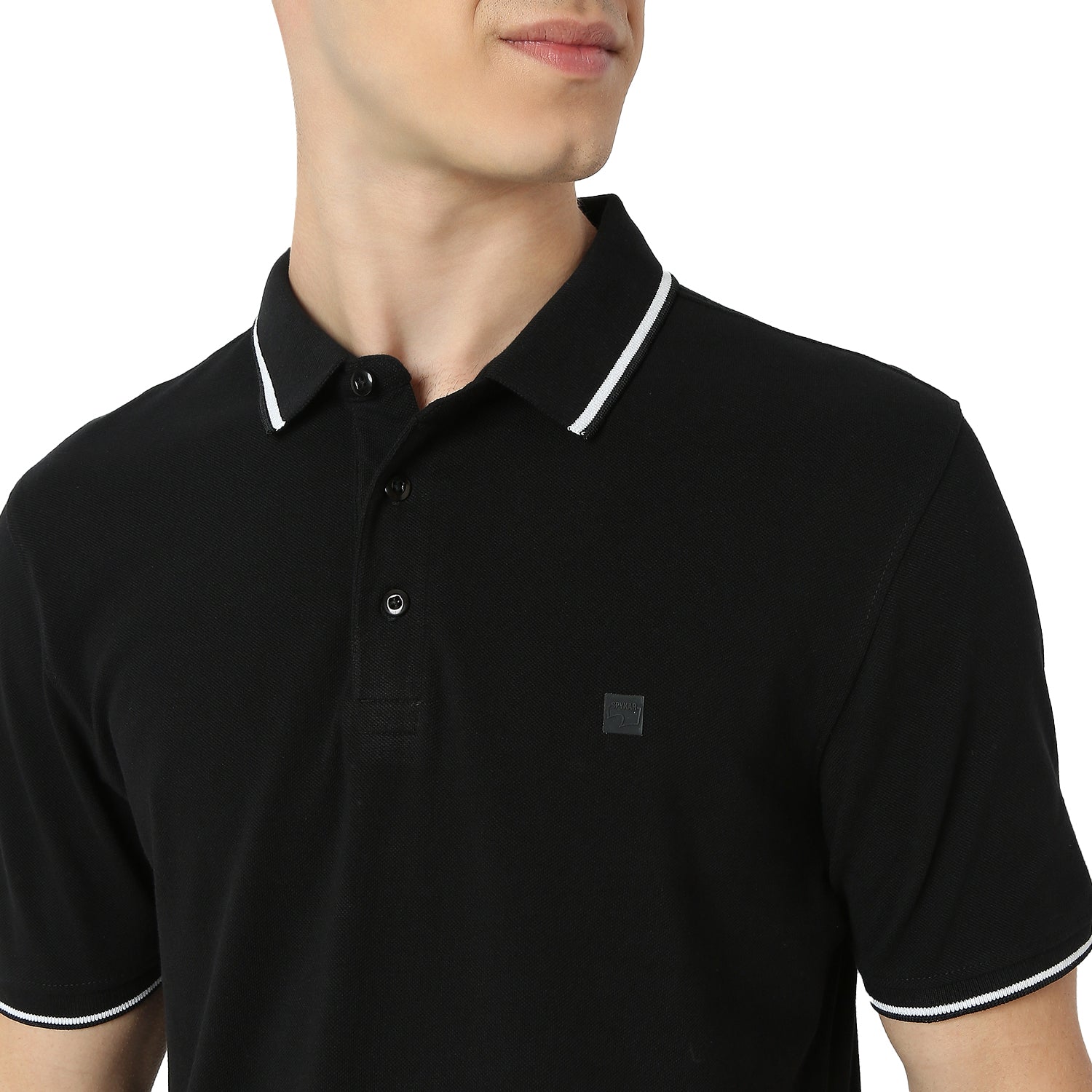 Men's Black Casual Slim Fit Solid Tshirt