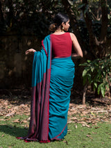 Women's Blue Cotton Acrylic Saree