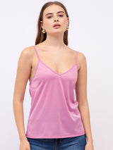 Women's Pink Casual Regular Fit Solid Full Sleeves Top