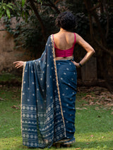 Women's Blue Pure Cotton Saree