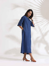 Women's Blue Slub Dress