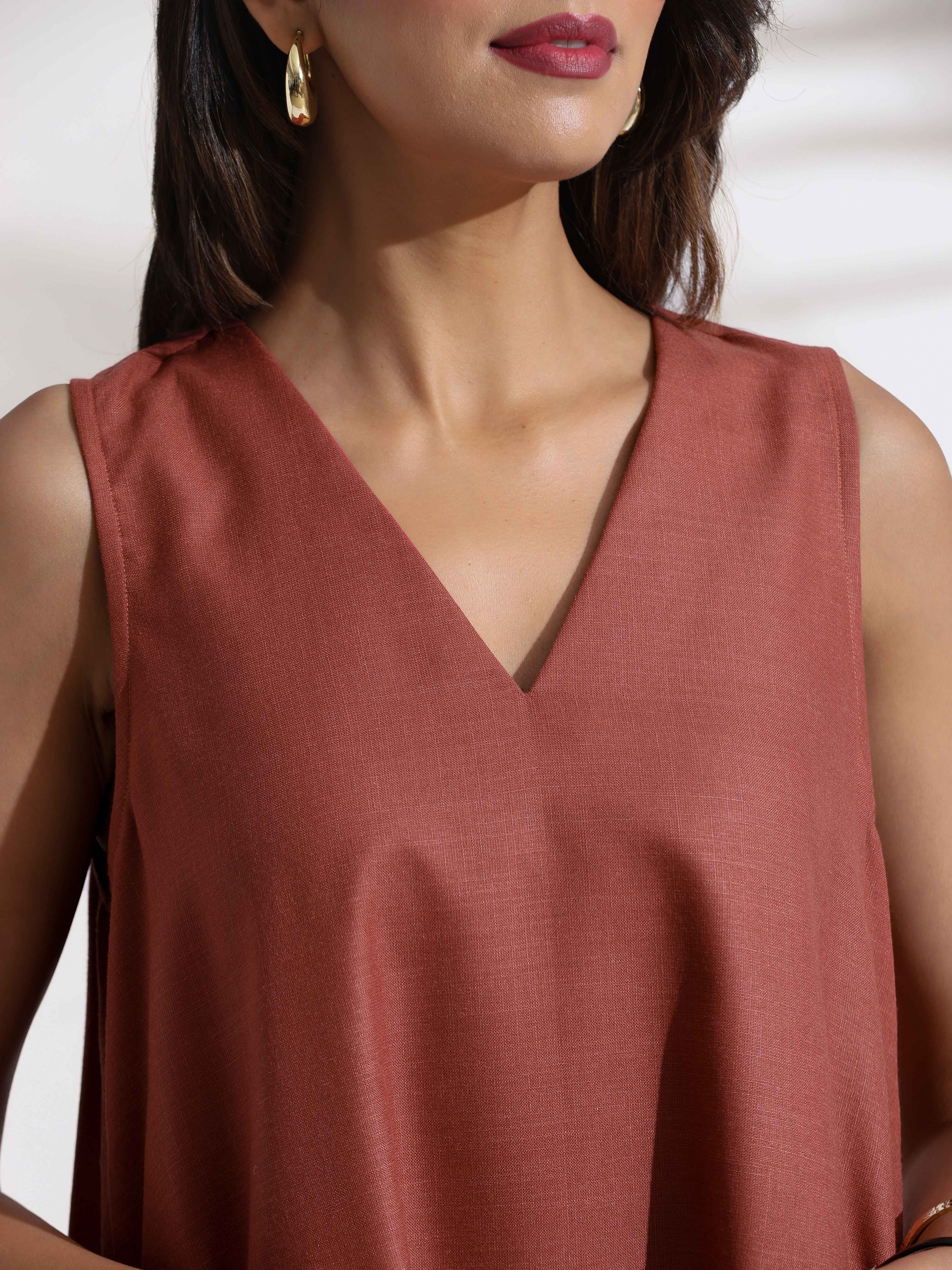 Women's Pink Slub Dress