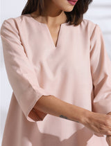 Women's Pink Slub Kurta Co-ord Set