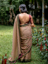 Women's Brown and Green Casual Cotton Saree
