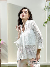 Women's White Casual Solid Regular Fit Full Sleeves Shirt