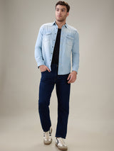Men's Dark Blue Stretch Straight Fit Jeans