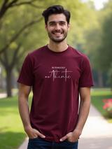 Men's Maroon Half Sleeves Graphic Printed Cotton Tshirt