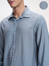 Men's Blue Casual Textured Full Sleeves Shirt
