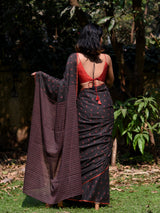 Women's Black Pure Cotton Saree