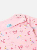 Boys & Girls Pink Casual Onesie With Beanie