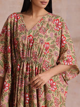 Women's Beige Casual Printed Dress