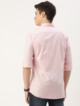 Men's Pink Casual Full Sleeves Shirt