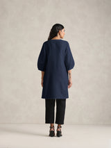 Women's Blue Cotton Blend Short Kurta