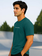 Men's Green Half Sleeves Graphic Printed Cotton Tshirt