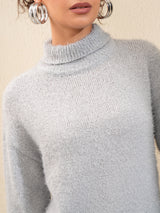 Women's Grey Casual Solid Full Sleeves Sweater