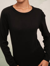 Women's Black Casual Solid Full Sleeves Sweater