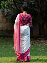Women's White Pure Cotton Saree