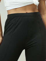 Women's Black Casual Slim Fit Solid Trouser