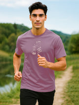 Men's Purple Half Sleeves Graphic Printed Cotton Tshirt